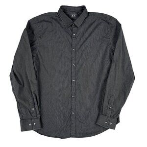 Armani Exchange Mens Slim Fit Grey Button Down Shirt Sz Large